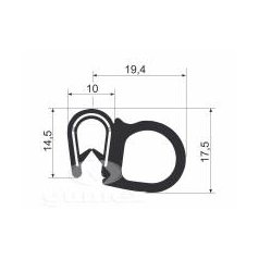 U-profil s bočným tesnením 10×14,5 mm EPDM s kovom
